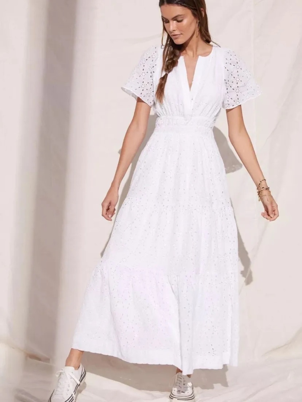 Anthropologie Eyelet Shirt Dress Size L